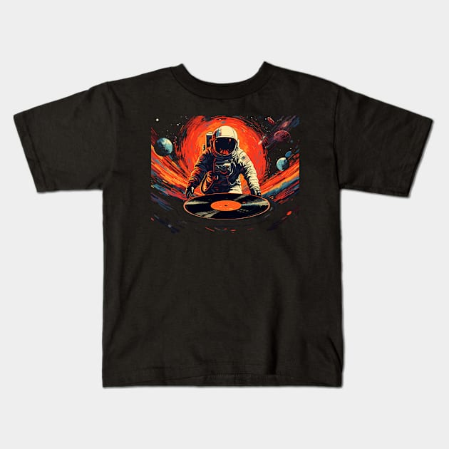 Astronaut Outer Space Vinyl Music DJ Gifts Funny Space Kids T-Shirt by KsuAnn